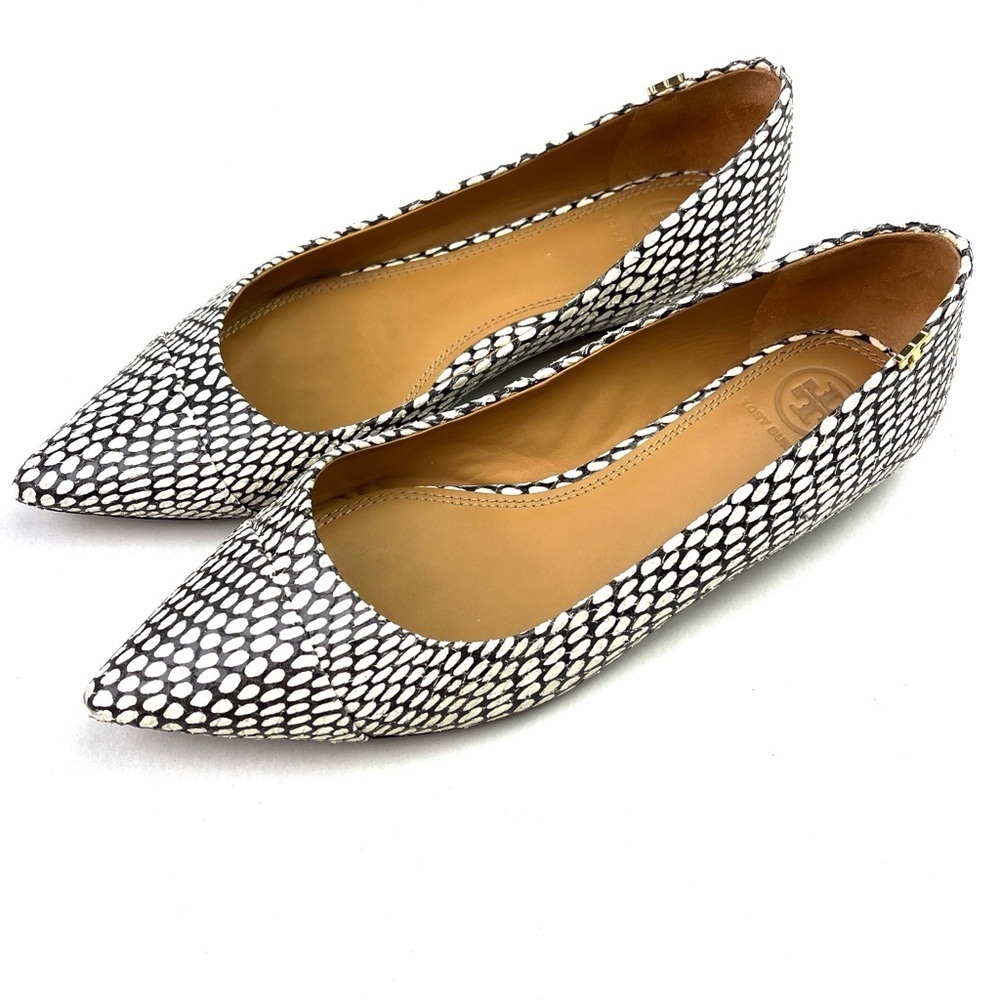 Tory Burch Black & White Pointed Toe Flats